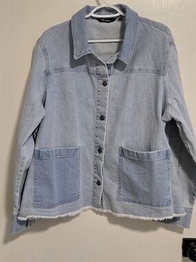Ulla Popken Light Blue Denim Jacket with Patch Pockets